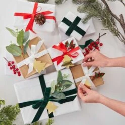 Christmas Wrapping Accessories Kit With Foliage, Ribbons & Tags