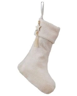 White Fabric Stocking With Charm