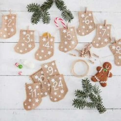 Festive Home 26 Hessian Stockings Advent Calendar (24pk)
