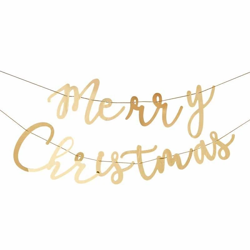 Gold Merry Christmas Acrylic Banner - 1.5m 4 Gold Merry Christmas Acrylic Banner - 1.5m - Image 2