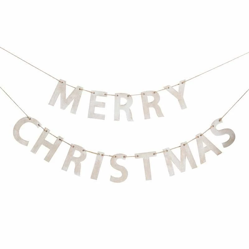 Wooden Merry Christmas Banner - 1.5m 4 Wooden Merry Christmas Banner - 1.5m - Image 2