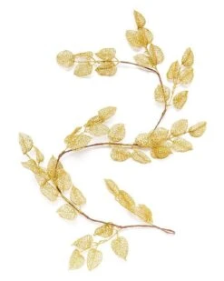 Gold Glitter Leaf Garland - 1.5m