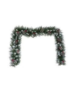 Frosted Spruce Garland With Pine Cones & Berries - 1.8m