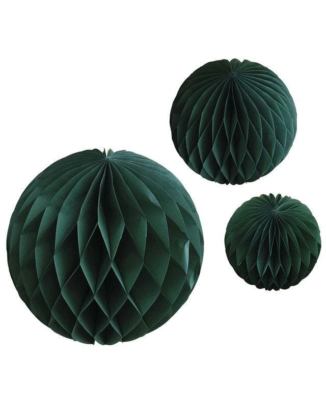 Green Paper Honeycomb Hanging Decorations (3pk) 3 Green Paper Honeycomb Hanging Decorations (3pk)