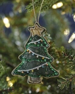 Velvet Embroidered Tree Decoration -Festive Home 23 xmasdec573a1 1