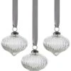 Ribbed Glass Tree Decoration (3pk) 2 Ribbed Glass Tree Decoration (3pk) -Festive Home 23 xmasdec582