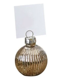 Gold Ribbed Bauble Place Card Holders (4pk)