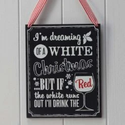 Wooden Chalkboard Christmas Wine Sign - 21.5cm