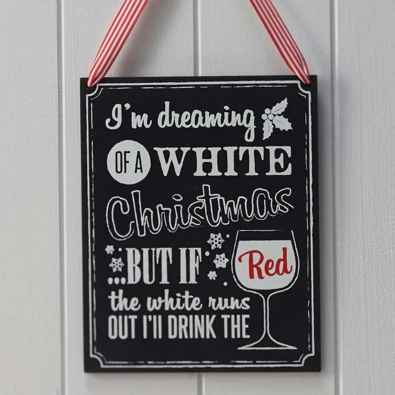 Wooden Chalkboard Christmas Wine Sign - 21.5cm 3 Wooden Chalkboard Christmas Wine Sign - 21.5cm