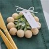 Wooden Bead Place Card Holder With Foliage (6pk) -Festive Home 4 12183