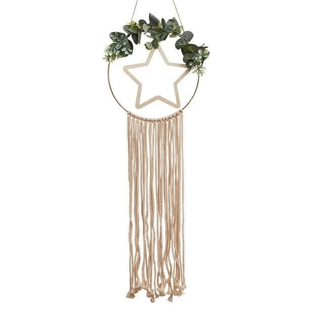Wooden Hoop & Star Macrame Wall Hanging 3 Wooden Hoop & Star Macrame Wall Hanging