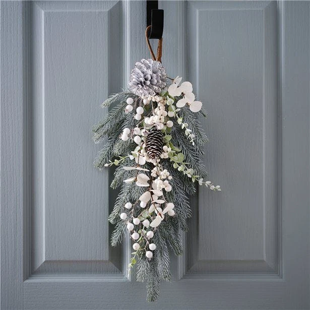 Green And White Foliage Door Swag 3 Green And White Foliage Door Swag