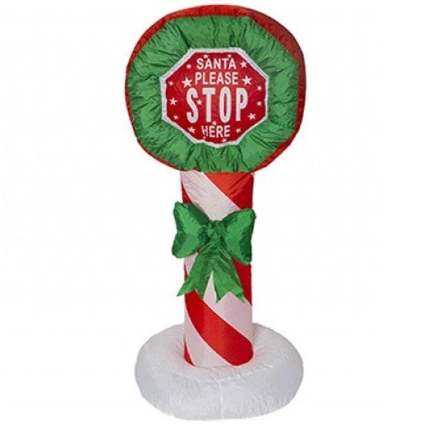 Inflatable Light Up Santa Stop Here Sign - 1.2m 3 Inflatable Light Up Santa Stop Here Sign - 1.2m