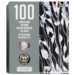 100 Cold White Outdoor Copper Wire - Battery Operated