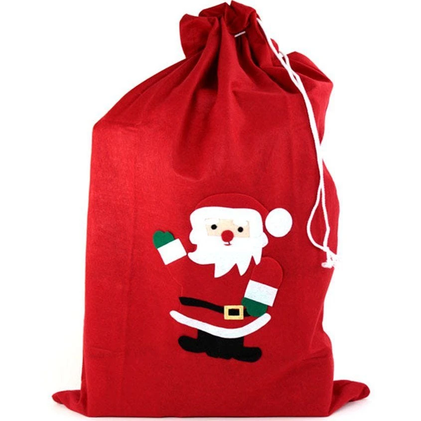 Red Fleece Christmas Santa Sack - 90cm 3 Red Fleece Christmas Santa Sack - 90cm