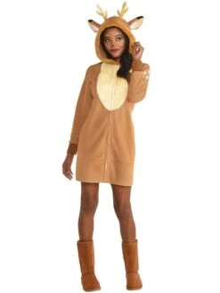 Reindeer Dress With Hood - Adult Costume