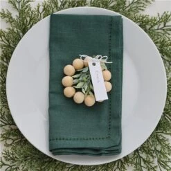 Wooden Bead Place Card Holder With Foliage (6pk) -Festive Home 4 25074