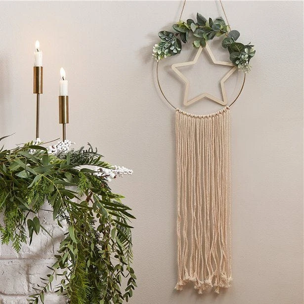 Wooden Hoop & Star Macrame Wall Hanging 4 Wooden Hoop & Star Macrame Wall Hanging - Image 2