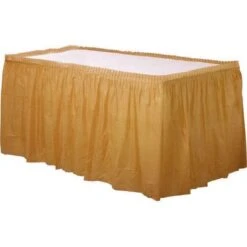 Gold Plastic Tableskirt - 73cm X 4.2m
