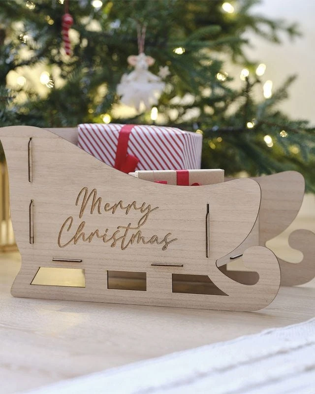 Wooden Sleigh Present Holder 4 Wooden Sleigh Present Holder - Image 2