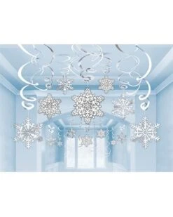 Snowflakes Paper Foil Swirls Decorations (30pk)