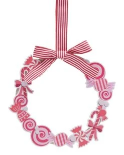 Wooden Christmas Candy Hanging Wreath - 34cm